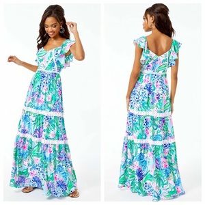 NWOT Lilly Pulitzer Ivie Maxi Dress in Multi Kitten Around